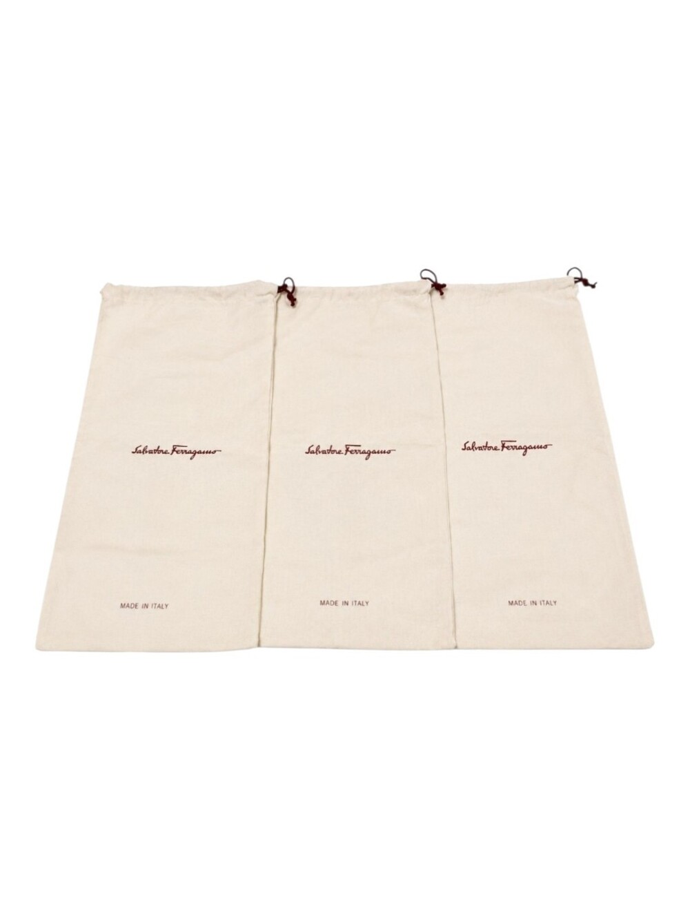 Salvatore Ferragamo Set of 3 Ivory Dust Bags Made In Italy Shoe Storage Pouches
